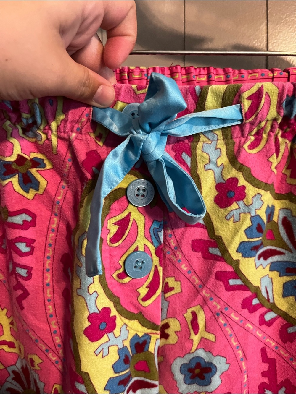 Nick & Nora vibrant pink paisley flannel pajama set - Picture 2 of 7